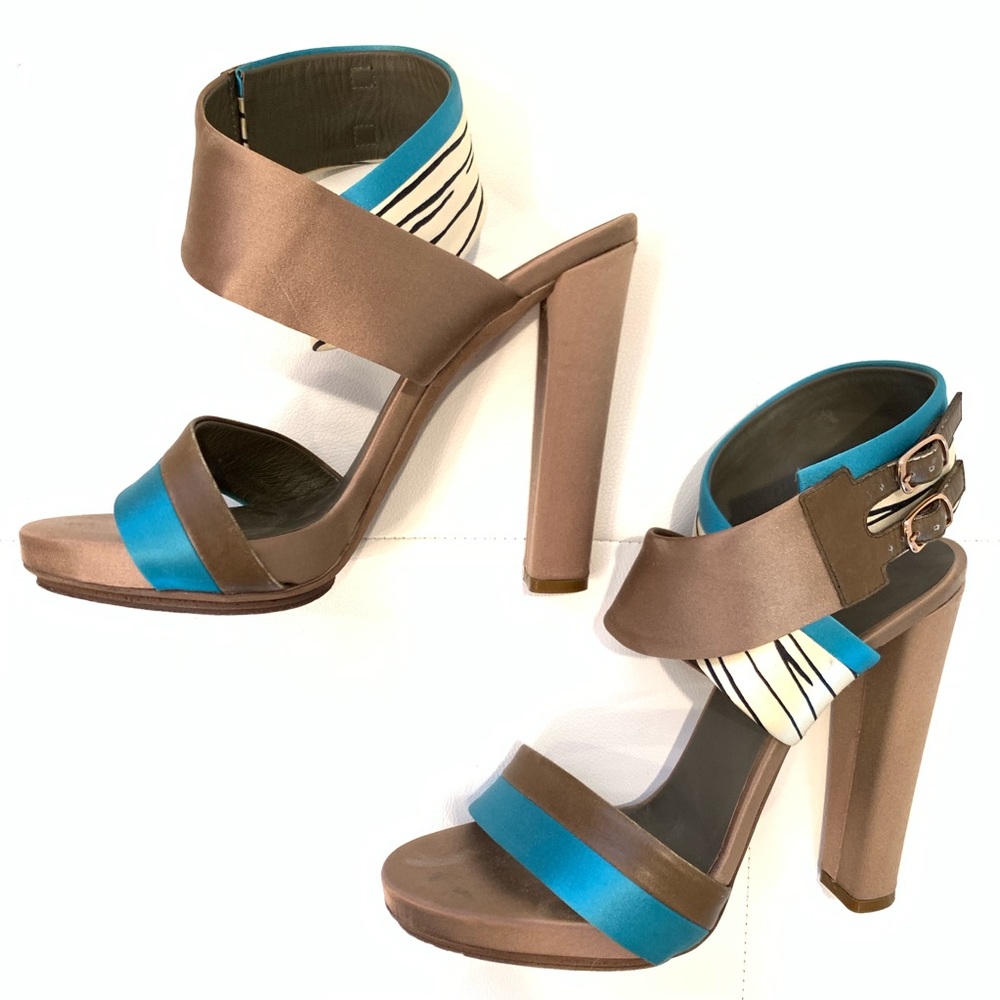 BALENCIAGA Satin Strappy Heeled Sandals Sz 40